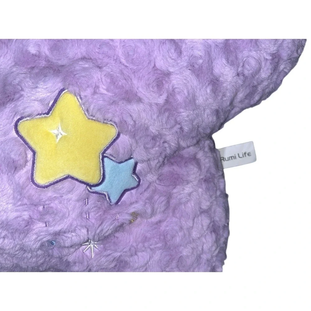 Rumi Life Purple‎ Star Plush Pillow - Textured Rose Swirl - Celestial Moon Decor
